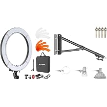 Neewer 18" Ring Light, 55W Dimmable 5500K Light with 240 LEDs Color Filter, Soft Tube for YouTube, TikTok, Selfies Photography, Compatible with Camera Smartphones, 4.3ft Boom Arm Included