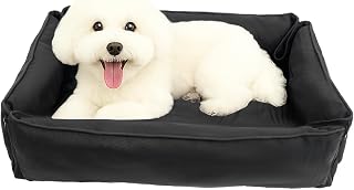 Waterproof Oxford Dog Bed, Foldable Crate Mat for Small Medium Dogs, Orthopedic Pet Cushion with PP Cotton, Chew Resistant, Anti-Slip Base, Indoor Outdoor Washable Portable Bed, Black