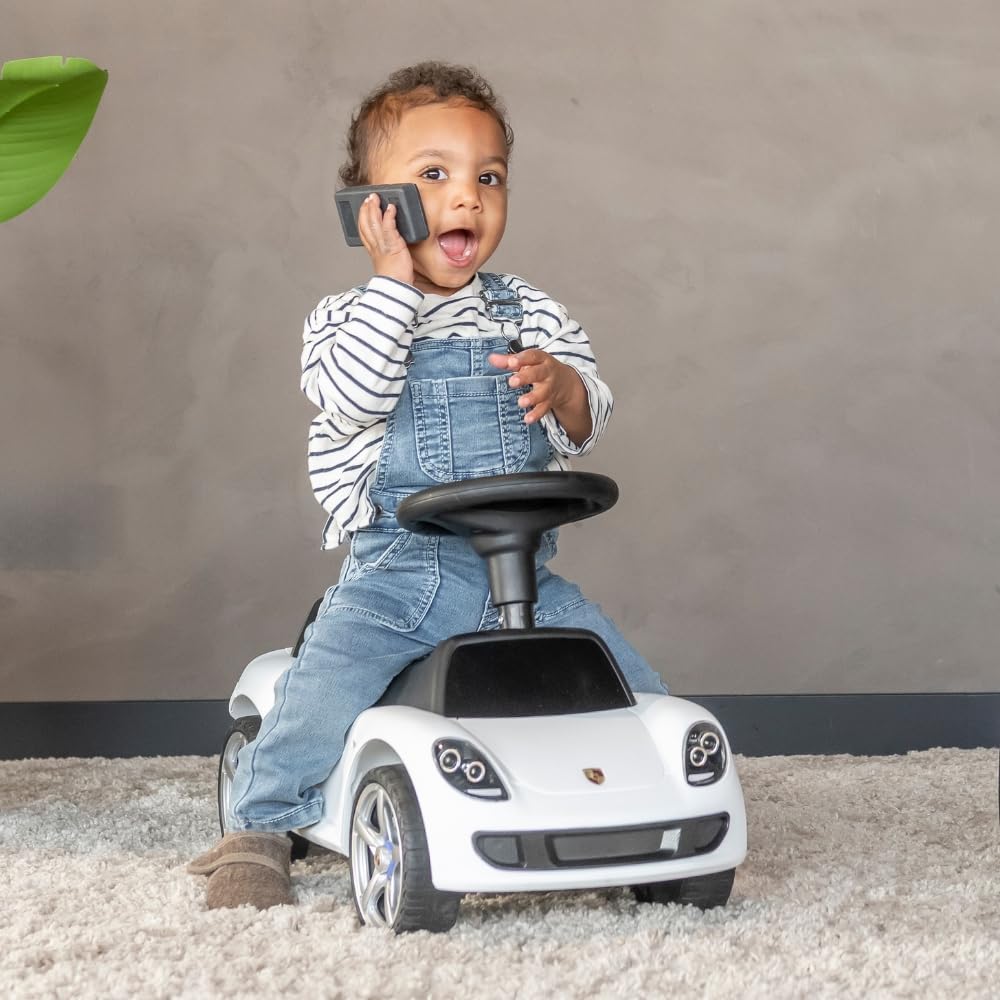 Bandits & Angels Porsche Carrera GT Rutshauto ab 1 Jahr für Jungen und Mädchen – Funktionierende Scheinwerfer – Hochwertige Kunststoffräder – Für drinnen und draußen geeignet (Weiß)
