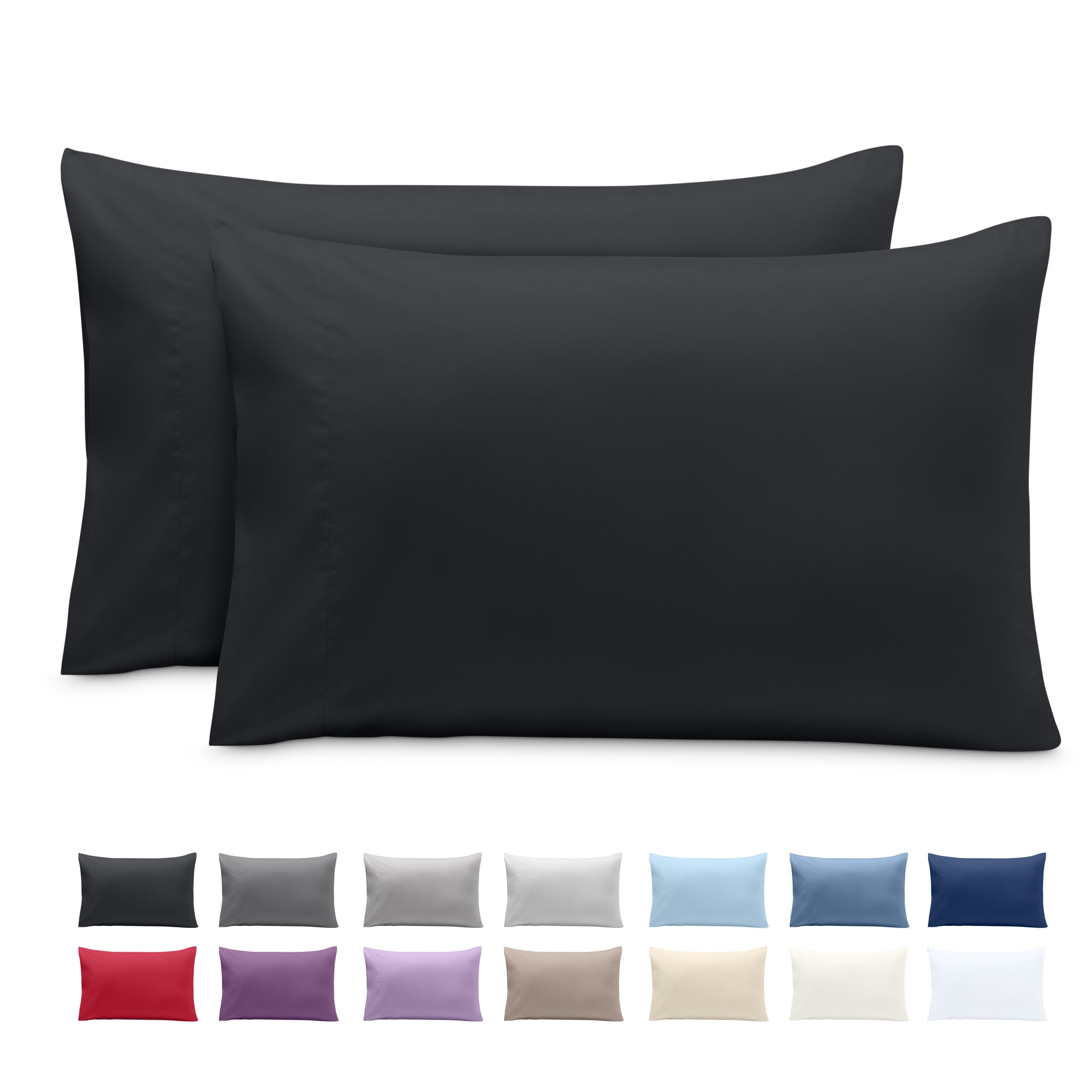 Bare Home Pillowcases Envelope (Queen Set of 2, Black)