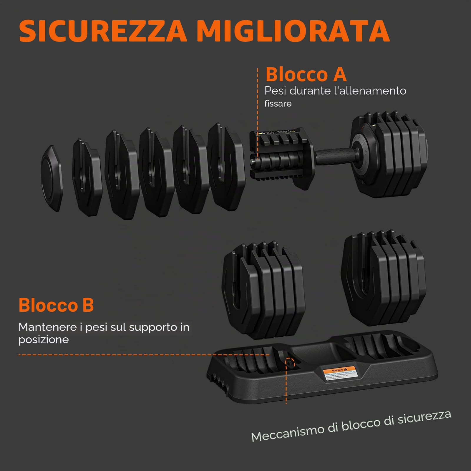 Dripex Manubri regolabili, set di manubri con impugnatura antiscivolo, dischi regolabili e vassoio di appoggio, disponibile singolarmente o in coppia