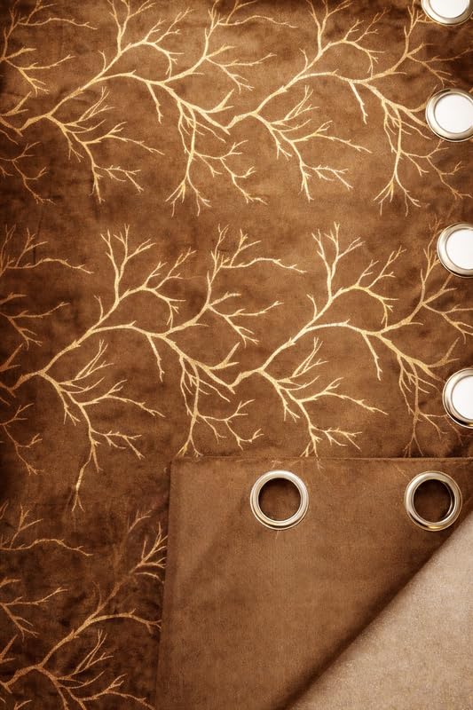 Image of Velvet 9 Feet Blackout Curtain Panels, 70% Light-Blocking Heavy Thermal Insulated Drapes (2 Panels, 274x121 cm, Coffee)