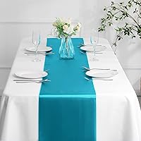 Vista 80 de Manyshofu 12Pcs Satin Orange Table Runner - 12 x 72 Inch Long Size, Party Table Runner Decor Bright & Smooth Wedding Decorations Table Runners for