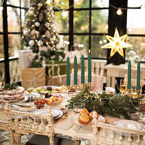 Image of GenSwin Christmas Tree Flameless Taper Candles candlesticks Remote Timer | Christmas Tree Candlesticks,Battery Operated Led Candle, Christmas Home Decoration,Green, 4 Pack, 0.78 inch x 9.8 inch