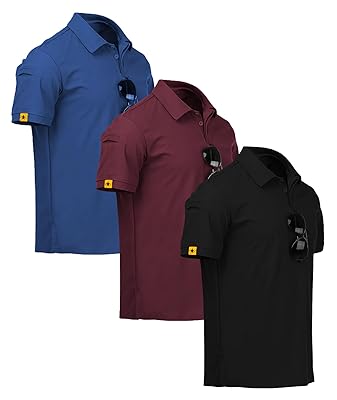 ZITY 3 Pack Mens Polo Shirt Short Sleeve Sports Performance Business Casual Golf Shirts for Men Collared Tactical T-Shirts