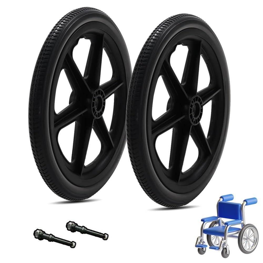 16 Pulgadas Sólido Rueda Para Sillas De Ruedas De Repuesto, 2pc Ruedas Accesorios Para Sillas De Ruedas, Rueda Antideslizante Para Minusvalidos(Black)