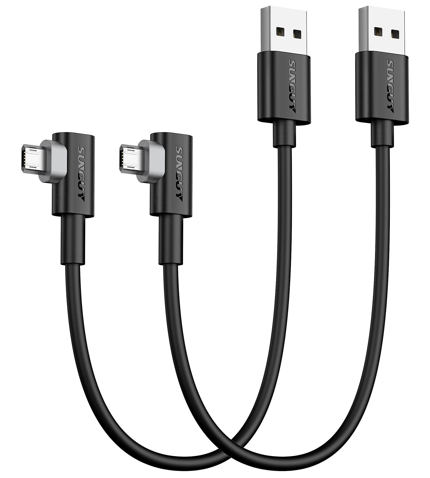 SUNGUY Micro USB Kabel 90 Winkel 0.3m, 2 Stück USB auf Micro USB Ladekabel USB 2.0 Datenübertragung Kompatibel mit Galaxy S7 Edge S6 S5, Moto E6 5 4, Xperia Z5, Kindle Fire, LG