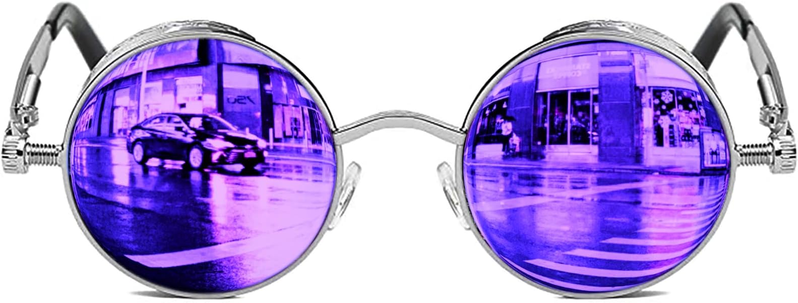 Gothic Steampunk Round Polarized UV400 Protection Sunglasses Unisex Street Outdoor 48mm