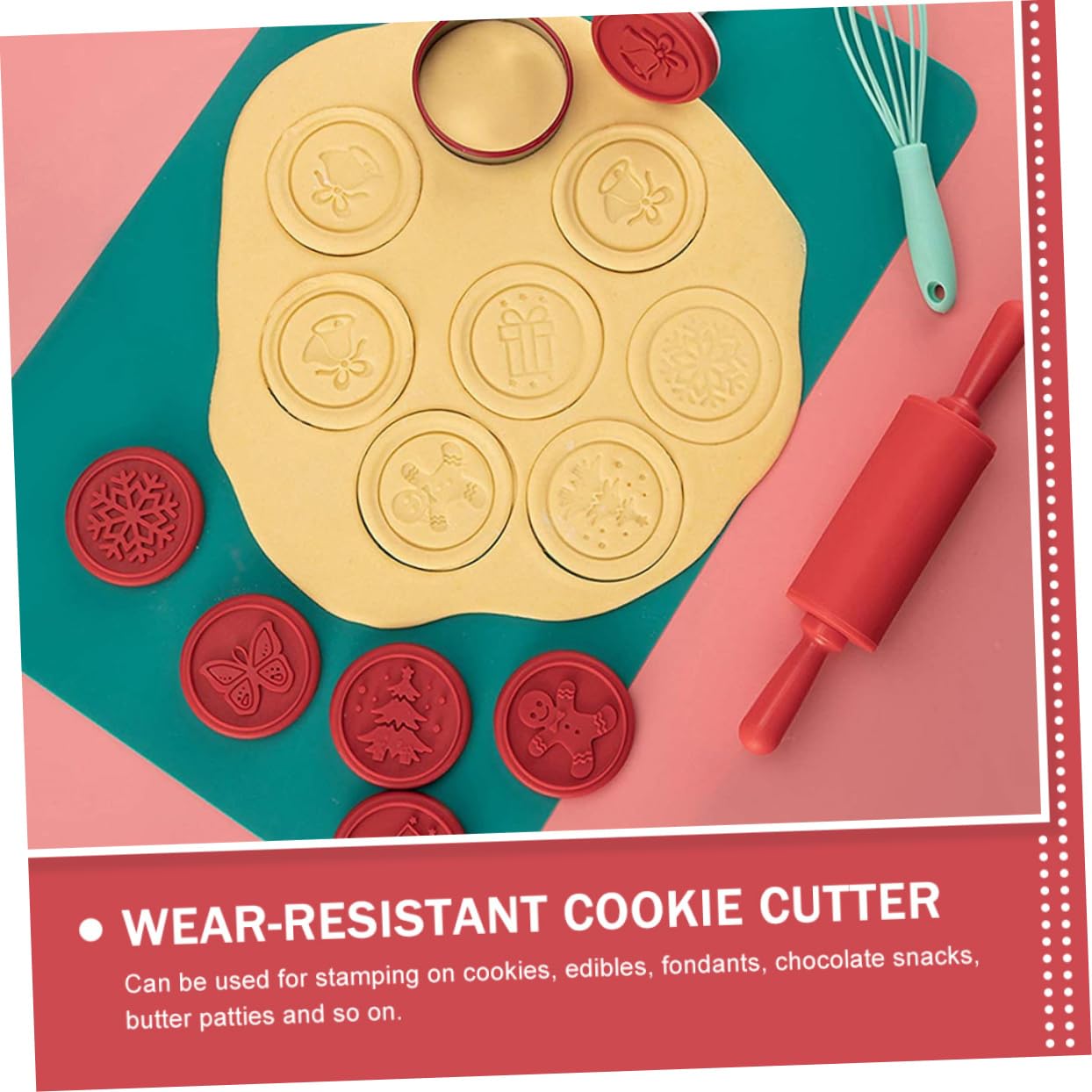 Alipis 5 Ensembles Tampon à Biscuits Tampon Biscuit Professionnel Moule à Gâteau De Lune Timbres Pour Enfants Gâteaux Avec Des Pépites De Chocolat Biscuit Rond Acier Inoxydable Rouge