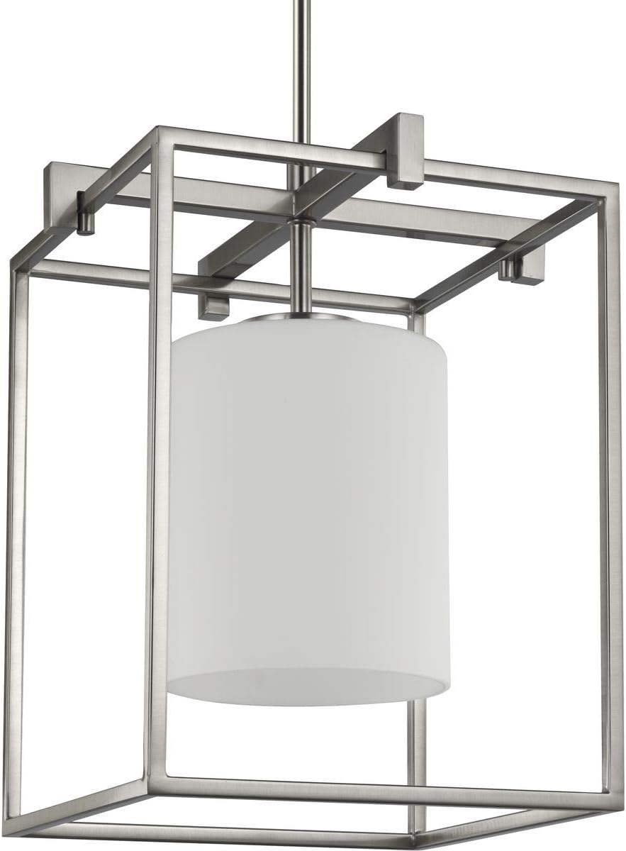 Progress Lighting Chadwick Collection 1-Light Etched Opal Glass Modern Pendant Light Brushed Nickel