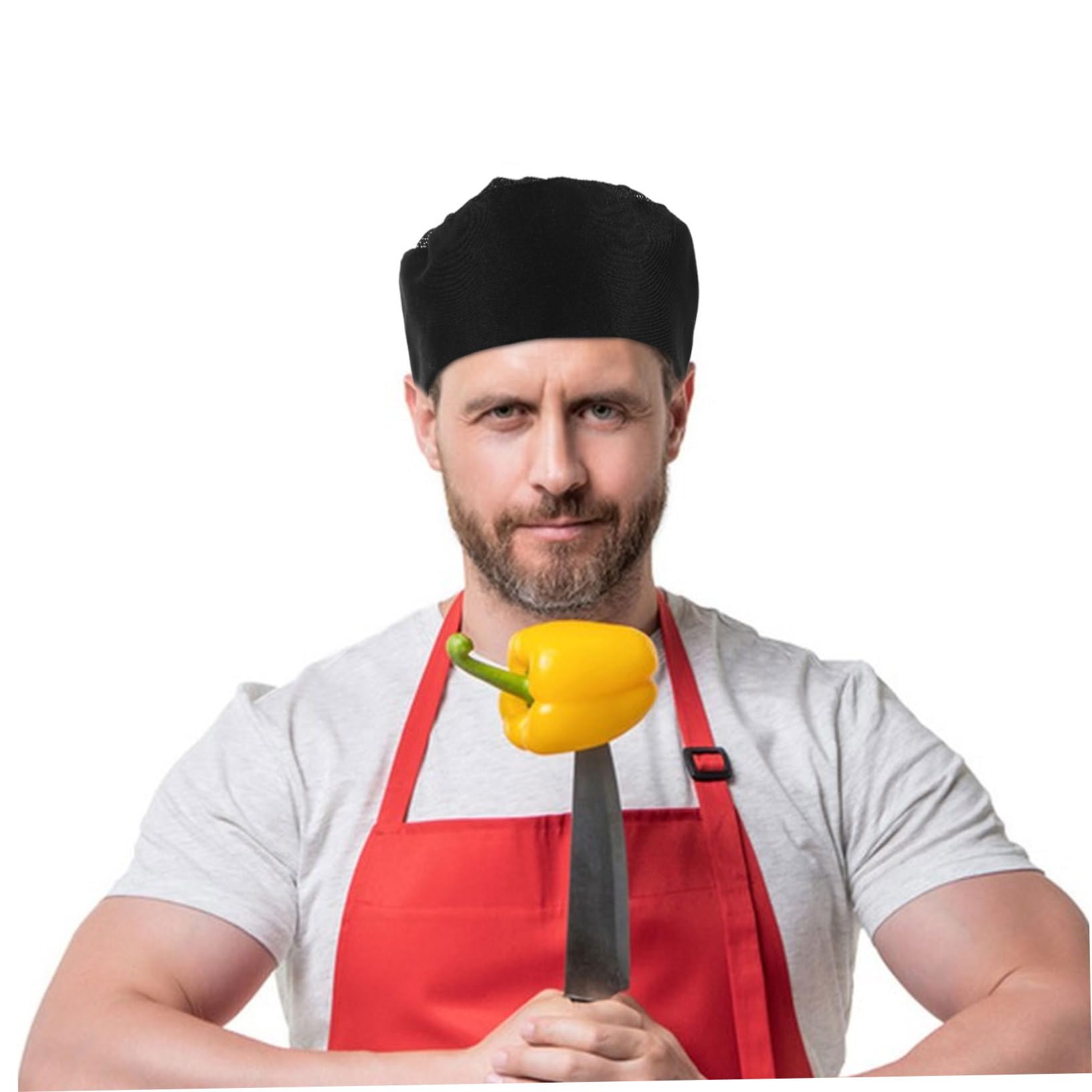 BESPORTBLE 4pezzi Cappello Cuoco Unisex Per Chef e Poliestere Parte in Rete Per Chef e Catering Confortevole e Traspirante