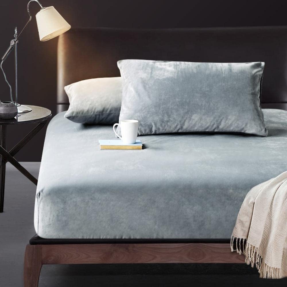 Korallenfleece Eingebautes Blatt Single Flanell Matratze Schutzhülle Bed-Bed-Bed-Abdeckung Winter-Bean_Paste_150*200 cm+30 cm (1pcs)