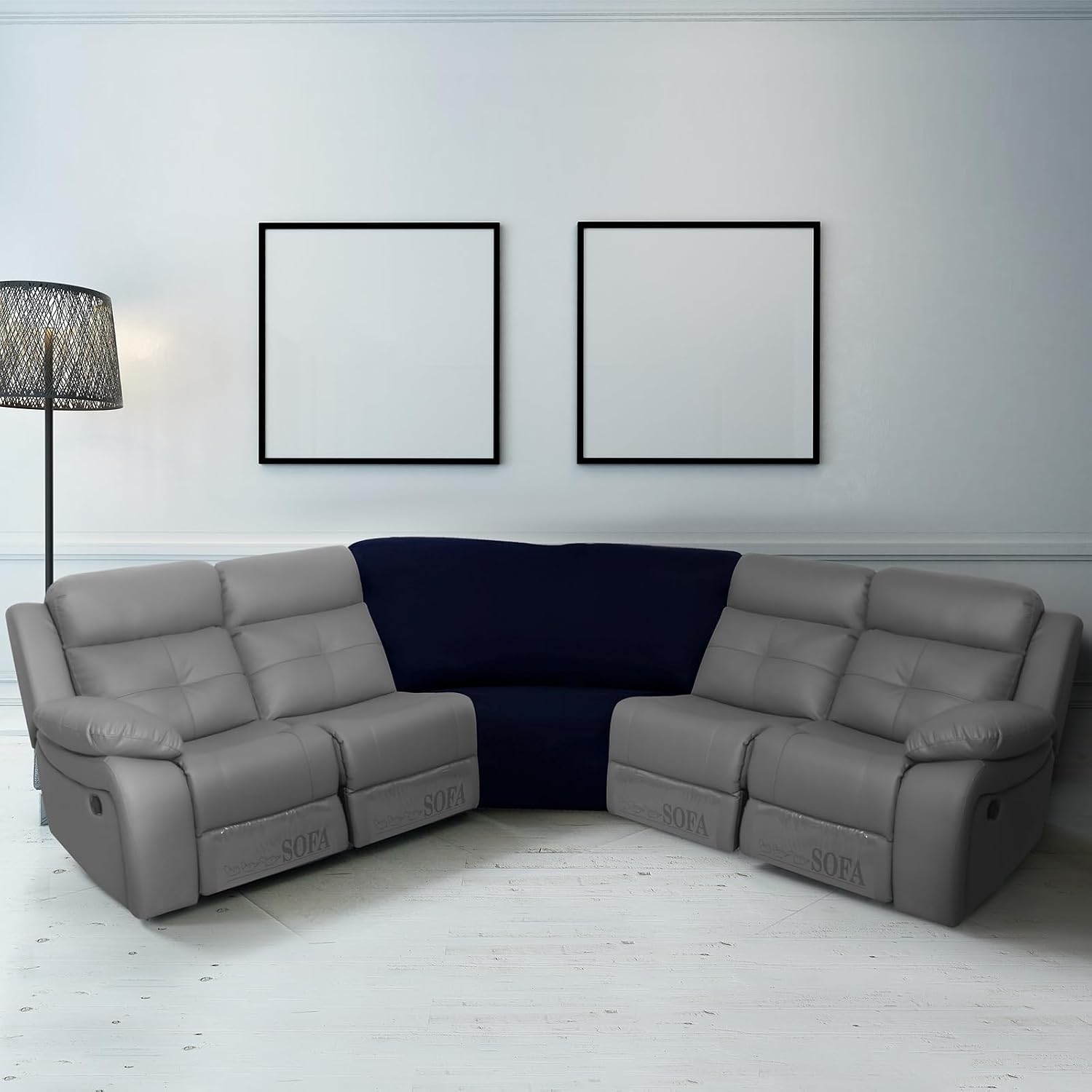 Weysat Corner Sofa Cover Stretch Corner Couch Cover Furniture Protector for Living Room Sectional Recliner Sofa Slipcover Reclining L Shape Couch Additional Seat(Navy,Milk Silk)