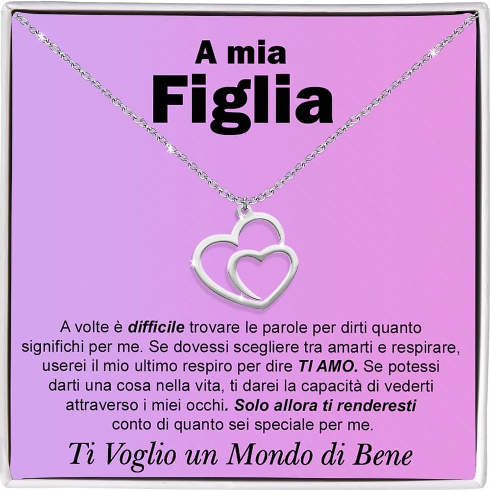 JMIMO Collana con ciondolo per figlia, regalo di compleanno, figlia, laurea, regalo di Natale da parte di papà, mamma, figlia, I Love You And I Am So Proud Of You, regalo, Acciaio
