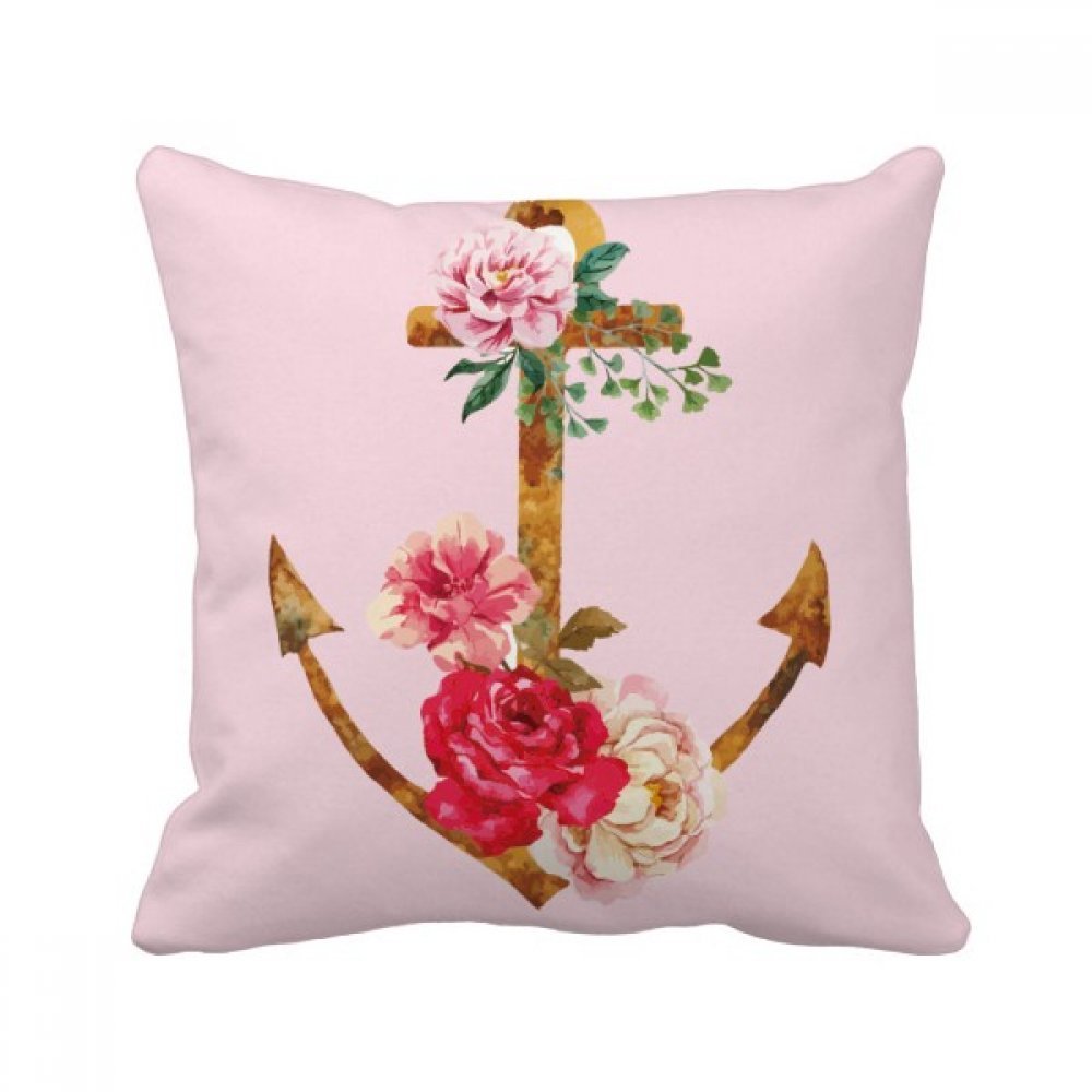 Coussin aquarelle rose ancre de 40x40 cm multicolore pour decoration de canape