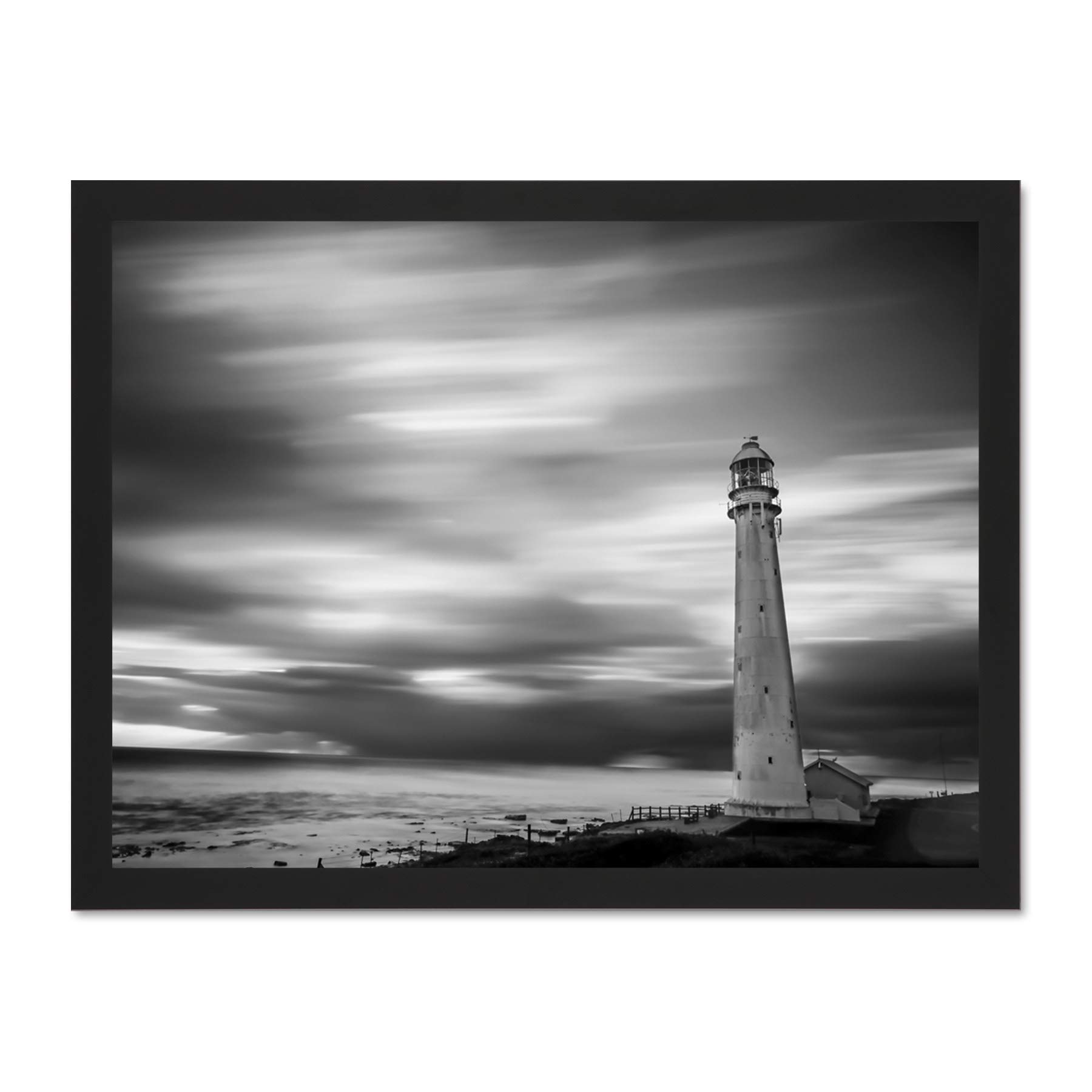Roulstone Slangkoppunt Lighthouse Seascape Large Framed Art Print Poster Wall Decor 18x24 inch