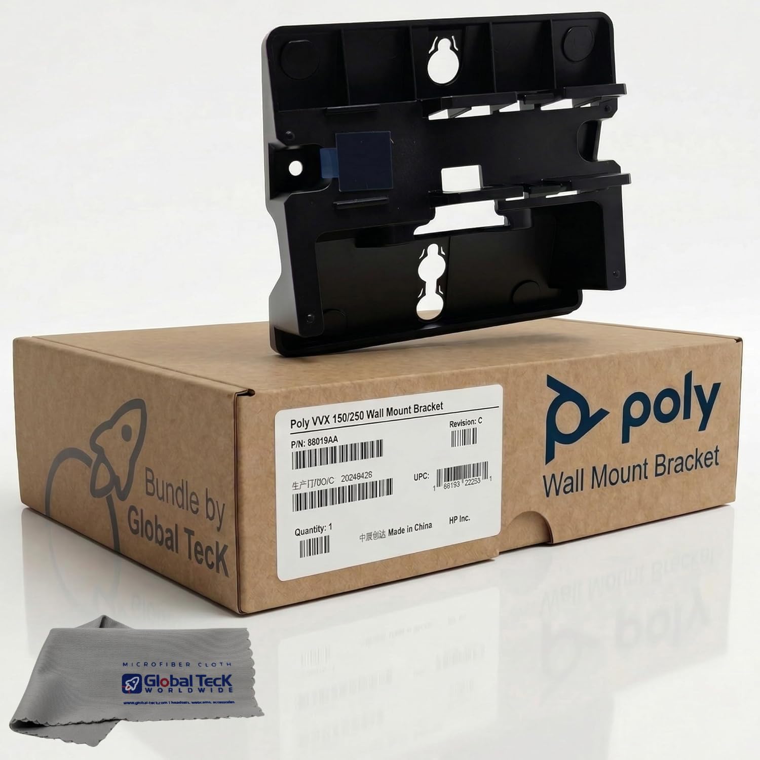Soporte de pared de polietileno para teléfonos de escritorio Polycom VVX 150/250 solamente, 89D19AA, diseñado para un ajuste seguro, ideal para estaciones de trabajo sin desorden, mejora la