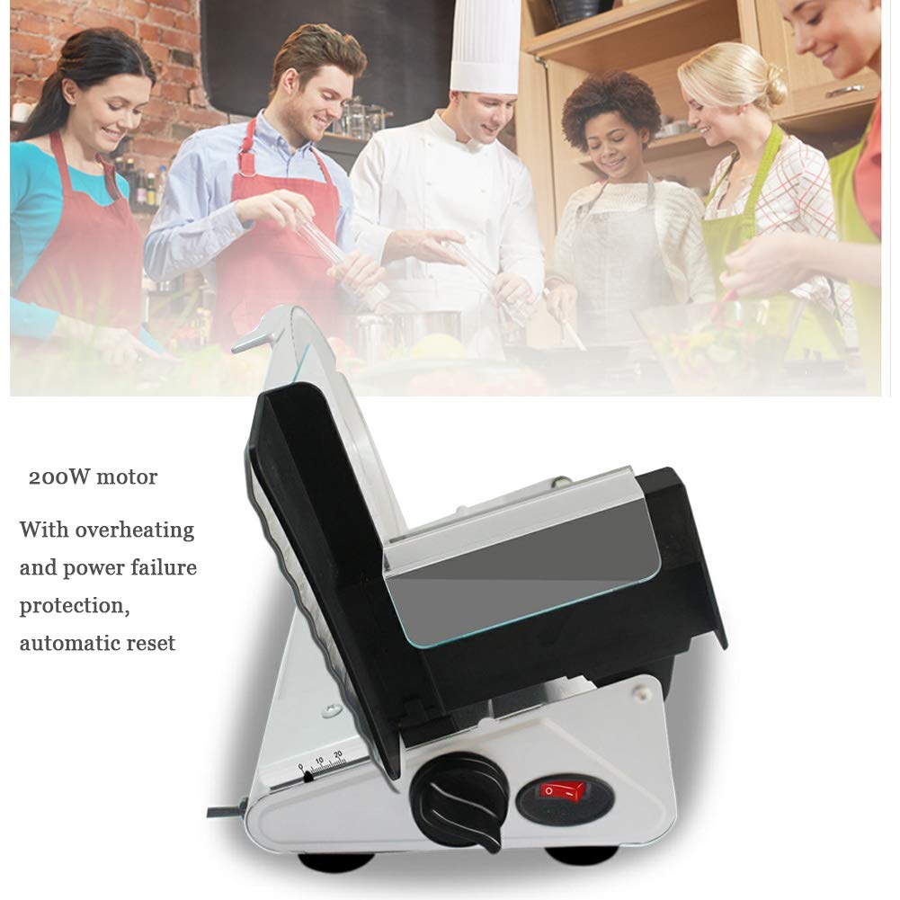 Affettatrice elettrica domestica 200W, tagliatrice 220v-240v Semi automatica manuale pane agnello manzo verdura gastronomia elettrica affettatrice