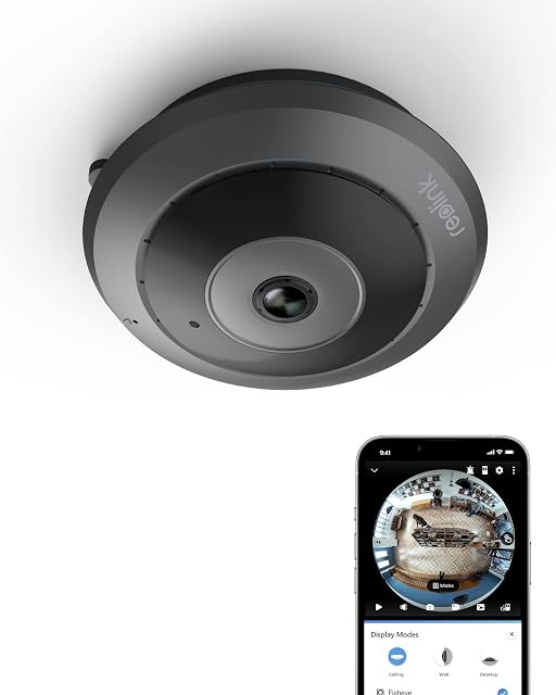 Reolink Kamera Fisheye FE-W, 2K+ 6MP 360° Panorama, 2.4/5GHz WiFi Kamera Bezpieczeństwa, Detekcja Ruchu, Korekcja zniekształceń, 2-kierunkowe Audio, Lokalne przechowywanie, Noktowizja IR