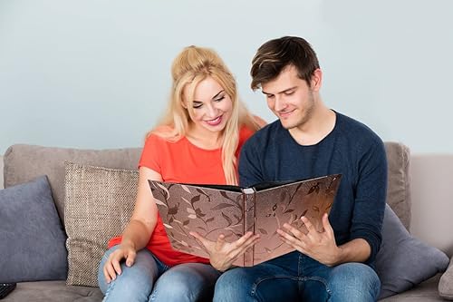 Vista 20 de Álbum de fotos de 100 x 6 pulgadas, 100 álbumes de fotos pequeñas, cubierta de cuero de primera calidad, página interior blanca, álbumes de fotos