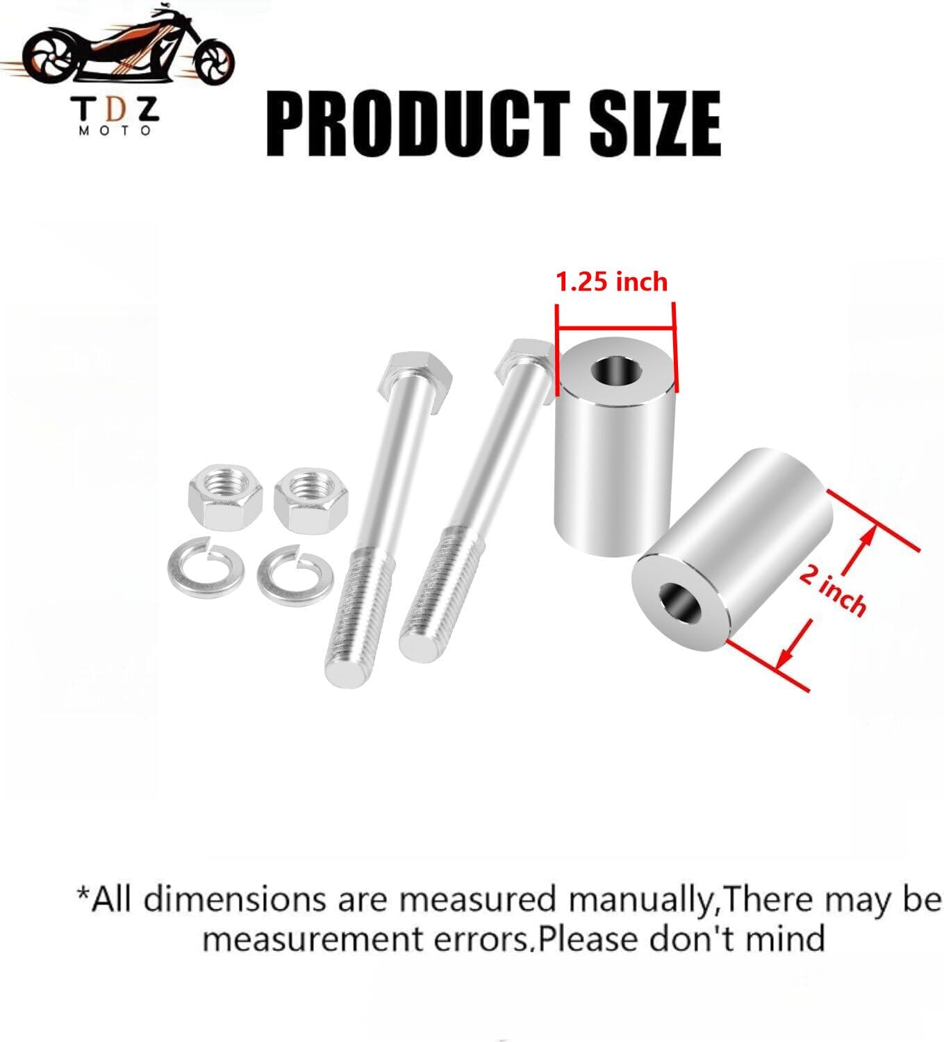 TDZ 2 '' Pollici Riser Manubrio Estensione Per Harley 1-1/4 '' Manubrio Cromato Distanziali Moto,