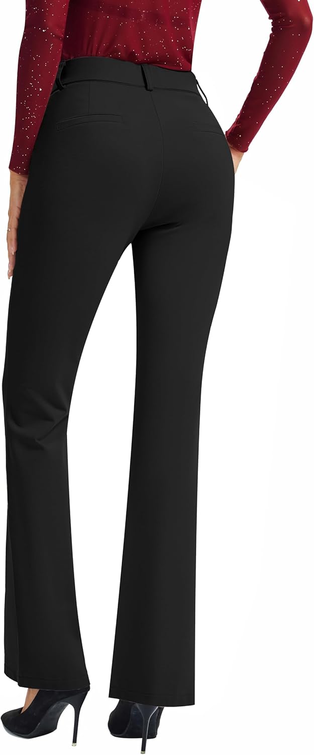 FUNYYZO Dress Work Pants Women's Stretchy Bootcut Leg Button Slacks Trousers with Pockets Casual Outfits - Image 6