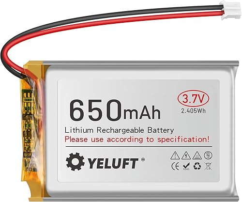 1 batería recargable LiPo de 3.7V 650mAh 503450 1S 1C LiPo con placa de protección, enchufe micro PH2.0 compatible con WisBlock Meshtastic, placa de