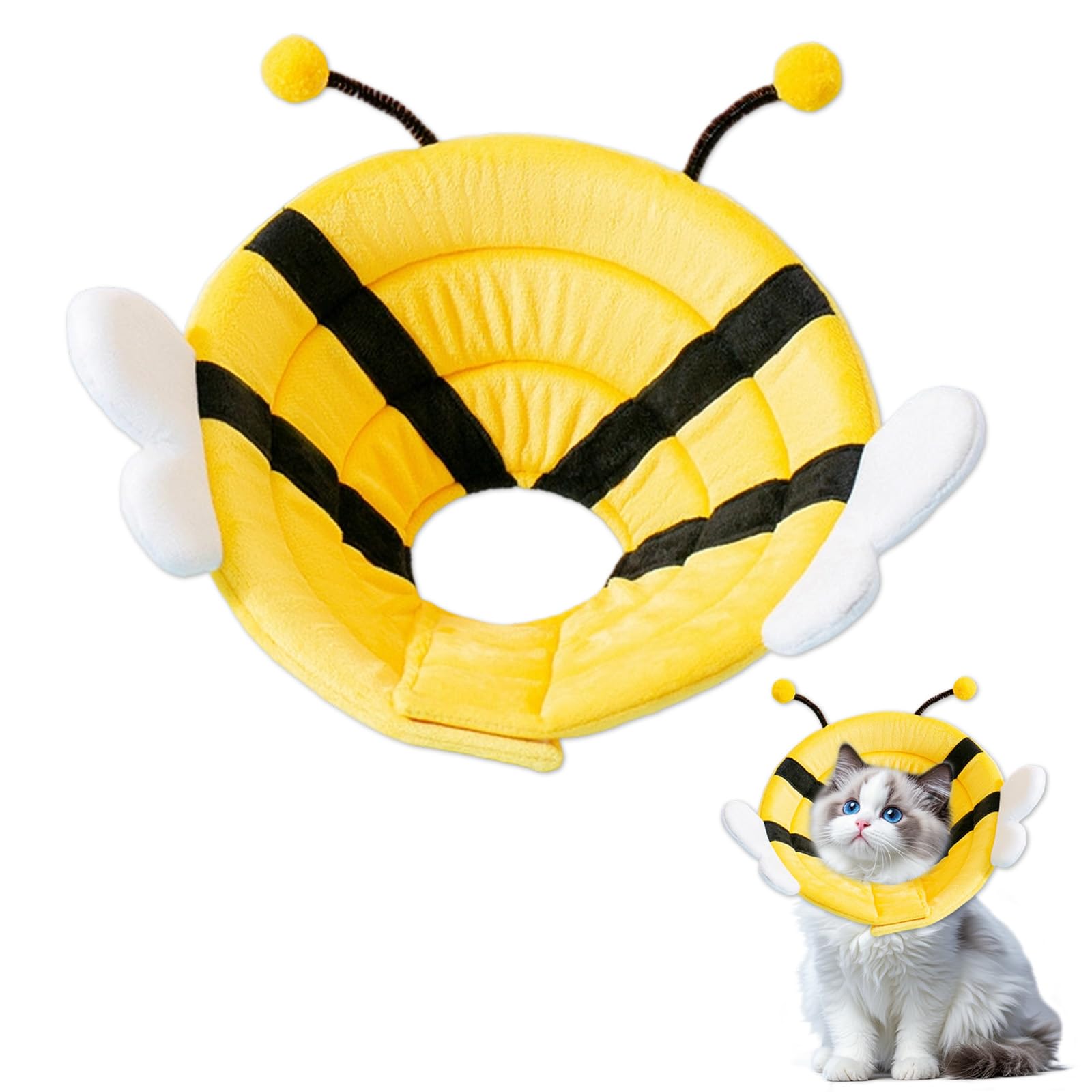 Collier médical Souple pour Chat et Petit Chien – 1 collerette Abeille S (20–23 cm) – Protection Post-opératoire, Ajustable, Confortable, Lavable, prévention des léchages et morsures