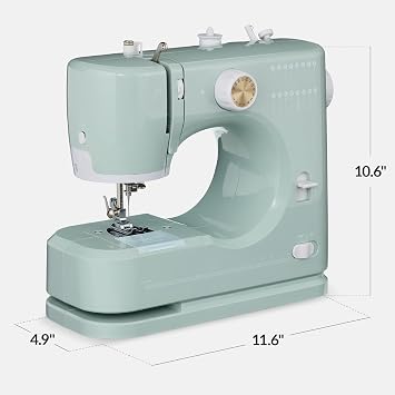 Best Choice Products Sewing Machine for Beginners, 55-Piece Kit, w/ 16 Built-in Stitch Patterns, Double Stitching, Foot Pedal, Storage Drawer, 6V - Sage/Gold