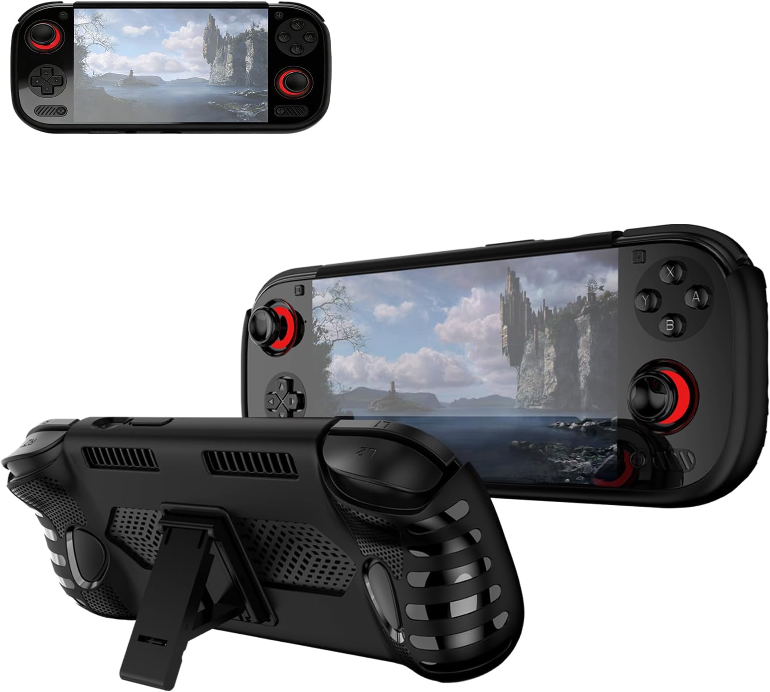 Case for Ayn Odin 3,NOUKAJU Game Console Protective Case,Anti-Drop,Anti-Scratch,Shockproof,Silicone Protective Cover for Ayn Odin 3 Game Console(Black)
