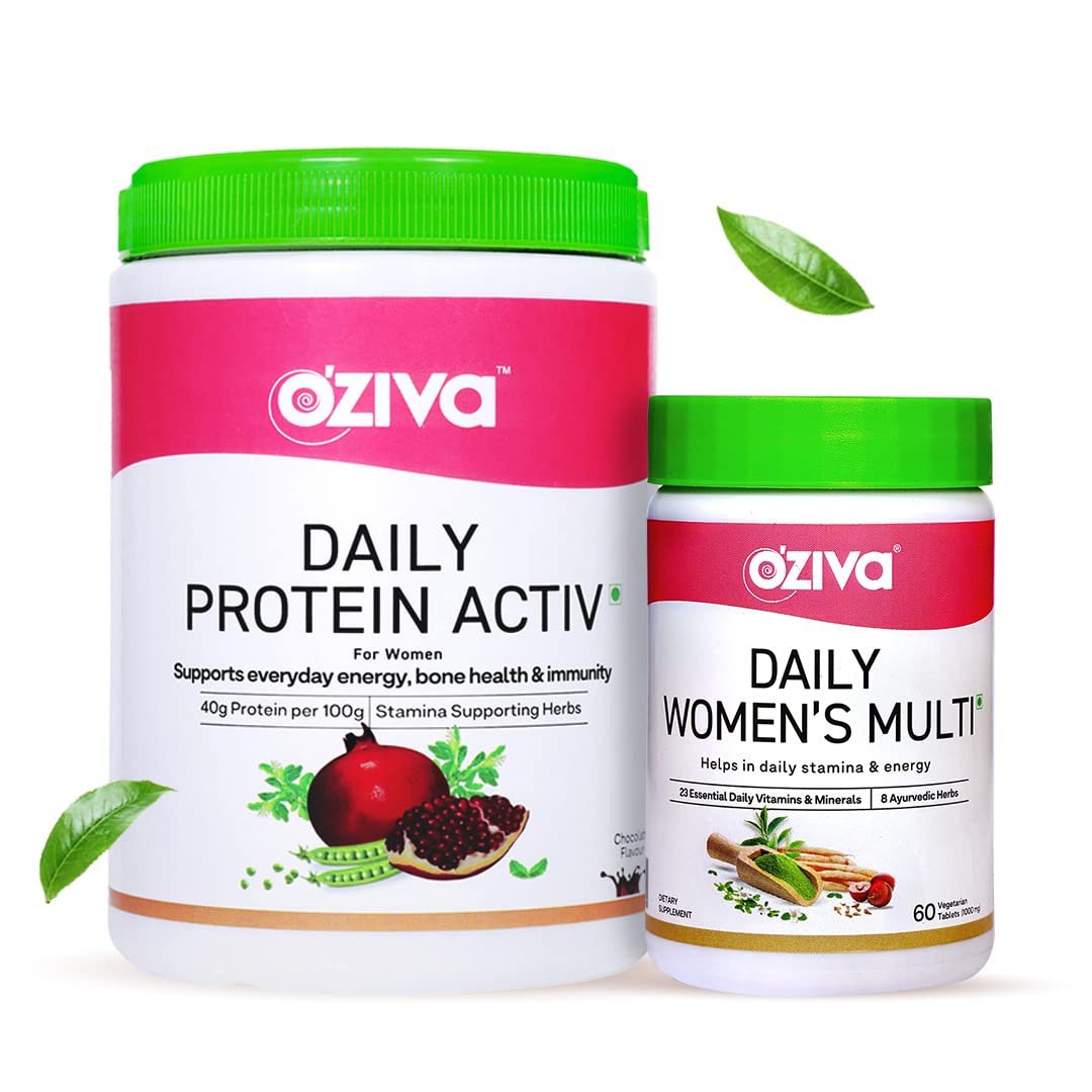 OZiva Daily Protein Activ for Women | Best Protein Powder for Women with 120g and OZiva Multivitamin Tablets for Women - 60 Veg Tablets (B0C3VS4W6P) Amazon Price History, Amazon Price Tracker