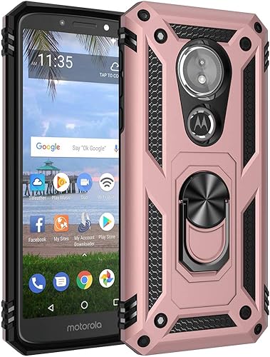 Funda de grado militar para Motorola Moto E5, funda para Moto G6 Play, soporte de anillo giratorio de metal de 5.7 pulgadas, soporte magnético para
