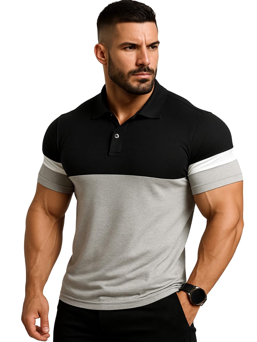 leotude Men's Regular Fit Half Sleeve Polo T-Shirt (P67|P44_Black_XL)-picture-17