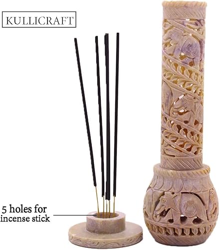 Miniatura 2 de Carry Me Soporte para palitos de incienso tallado a mano, quemador de velas, soporte para velas de té, forma de botella tallada de elefante Jaali.