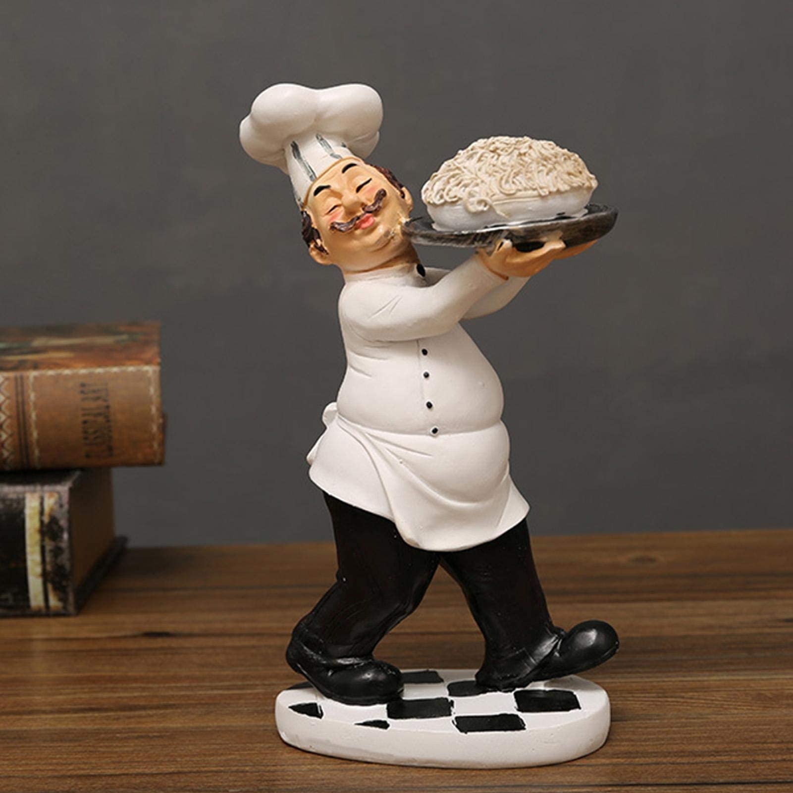 Figuras de Estatua de Chef, Estatua de Chef de tamaño pequeño Pintada a Mano con Base Estable para Regalos de inauguración de la casa para Decoraciones de Restaurante de Cocina casera (7124t)