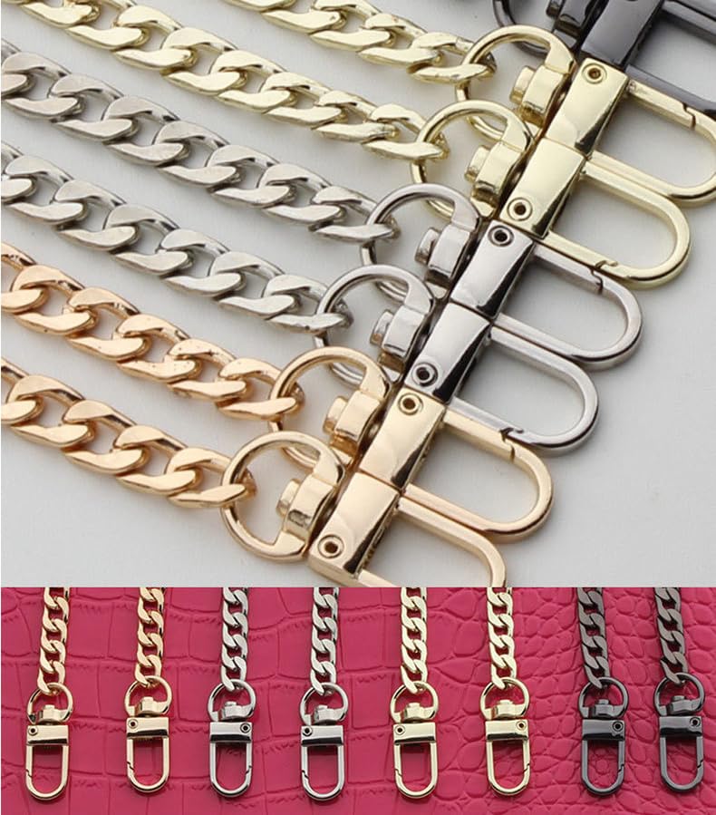 2 Cadenas Para Bolso De Aleación De Aluminio – 120 Cm Y 40 Cm, Color Negro, Con Mosquetones, Para Personalizar