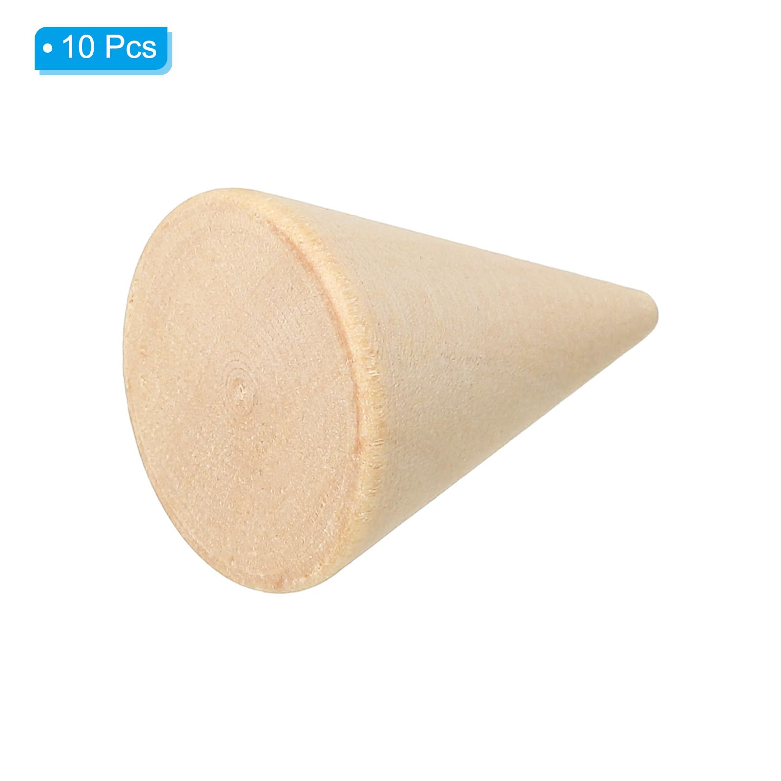PATIKIL 25x20mm Natural Wood Cone Ring Holder - Image 3