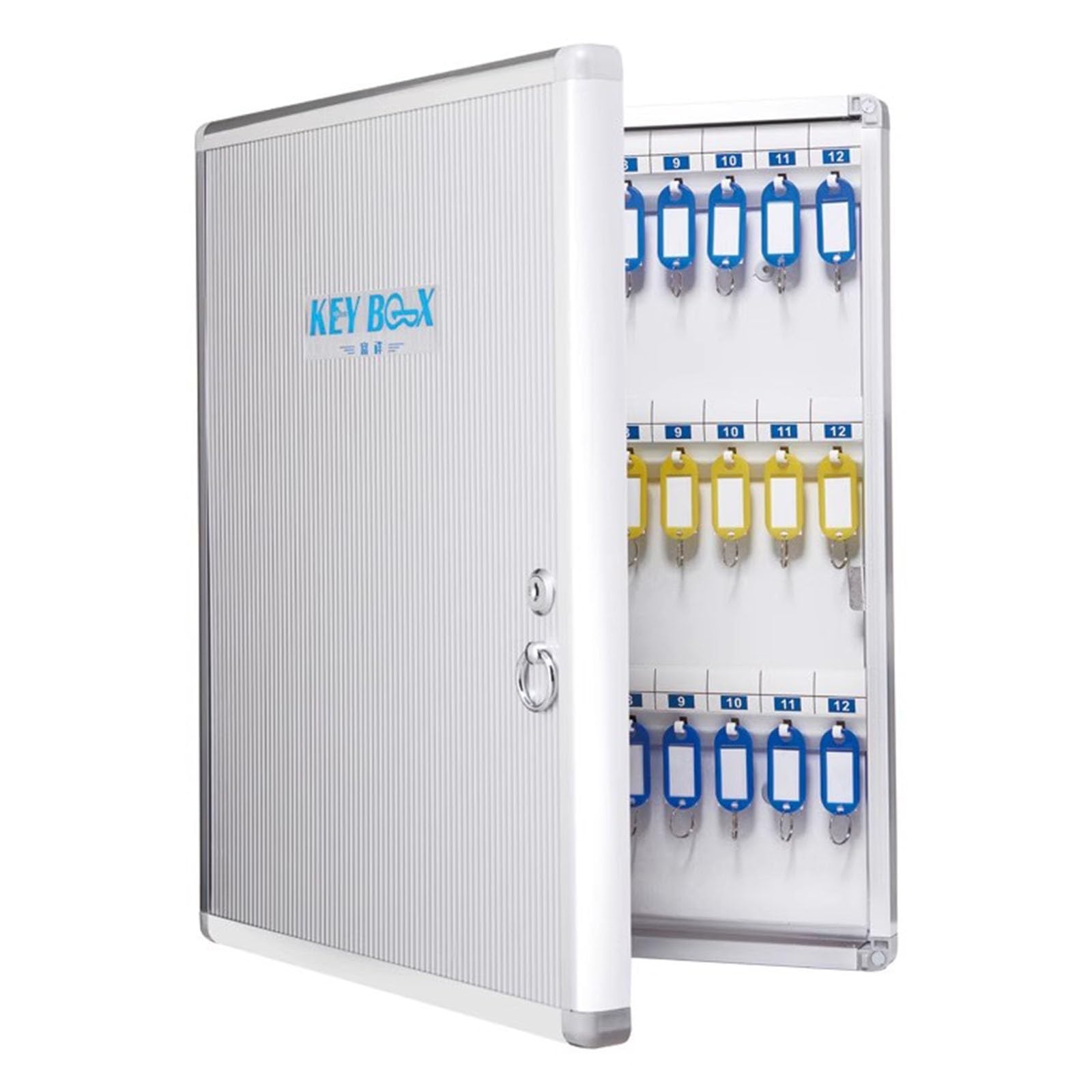 MARJIN Organizador de Caja de Llaves de Oficina gabinete de Llaves de 72 bits de Gran Capacidad Caja de Seguridad para gabinete de Llaves de Bienes raíces(Silver,72 bits)