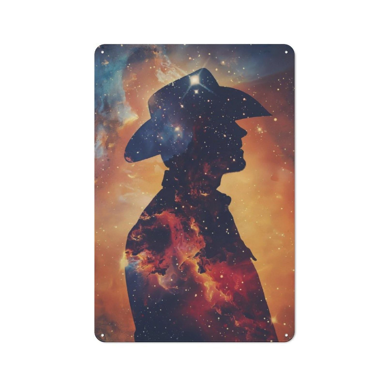 Junmoney Cowboy Galaxy Silhouette Classic Kitchen Metal Sign 30X20cm Featuring Cafe Wall Decor For Restaurant, Kitchen, Counter Or Breakfast Nook