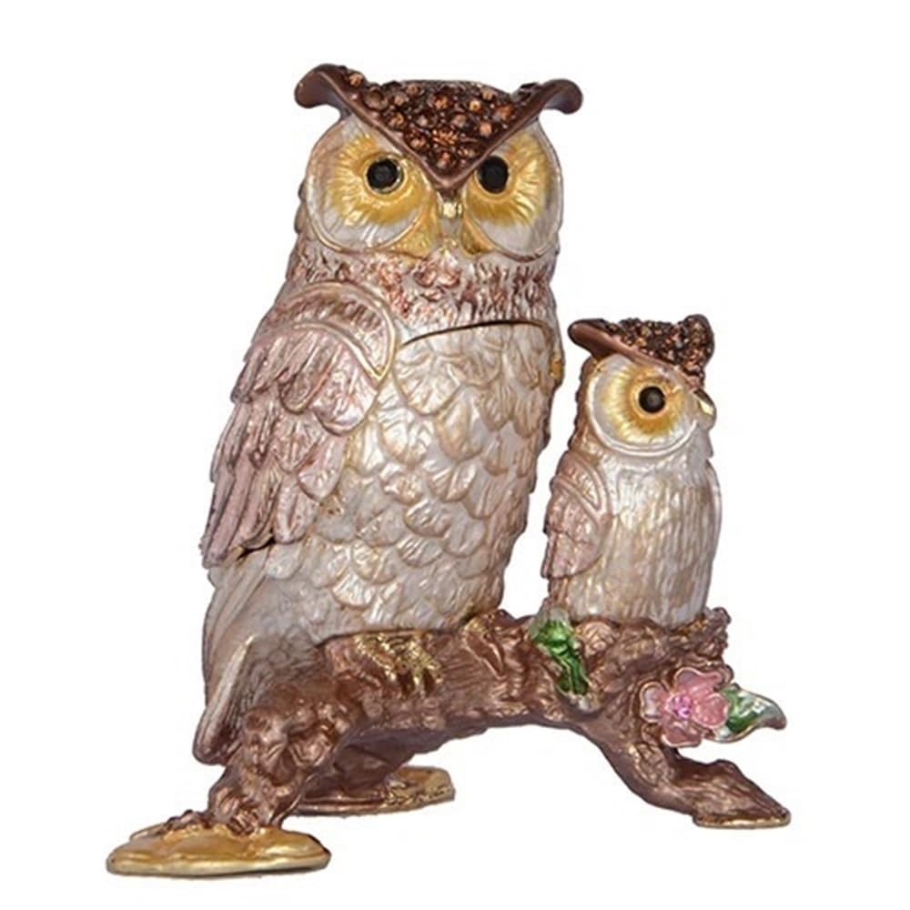 YOPI Owl And Bejeweled Trinket Box Crystal Bejewled Jewelry Ring Holder Home Decor