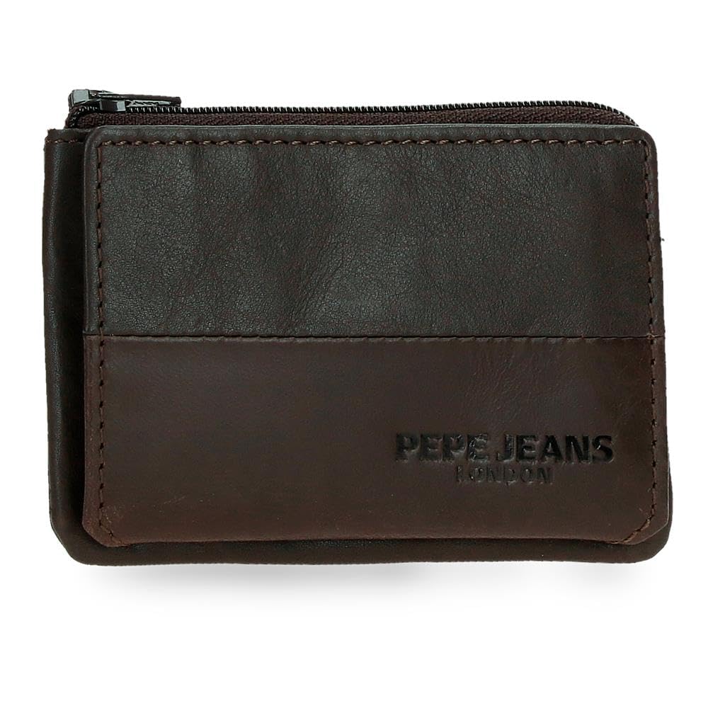 Pepe Jeans Ithaca Monedero con Tarjetero Marrón 11x7x1,​5 cms Piel by Joumma Bags