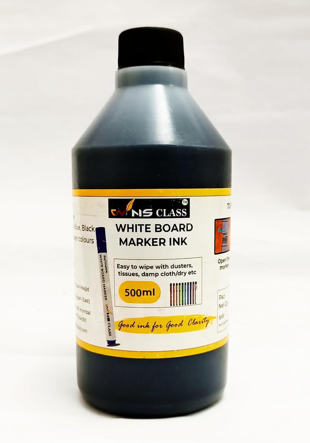 Wins Class White Board Marker Ink 500ml - Black (Pack of 1) : Amazon.in ...
