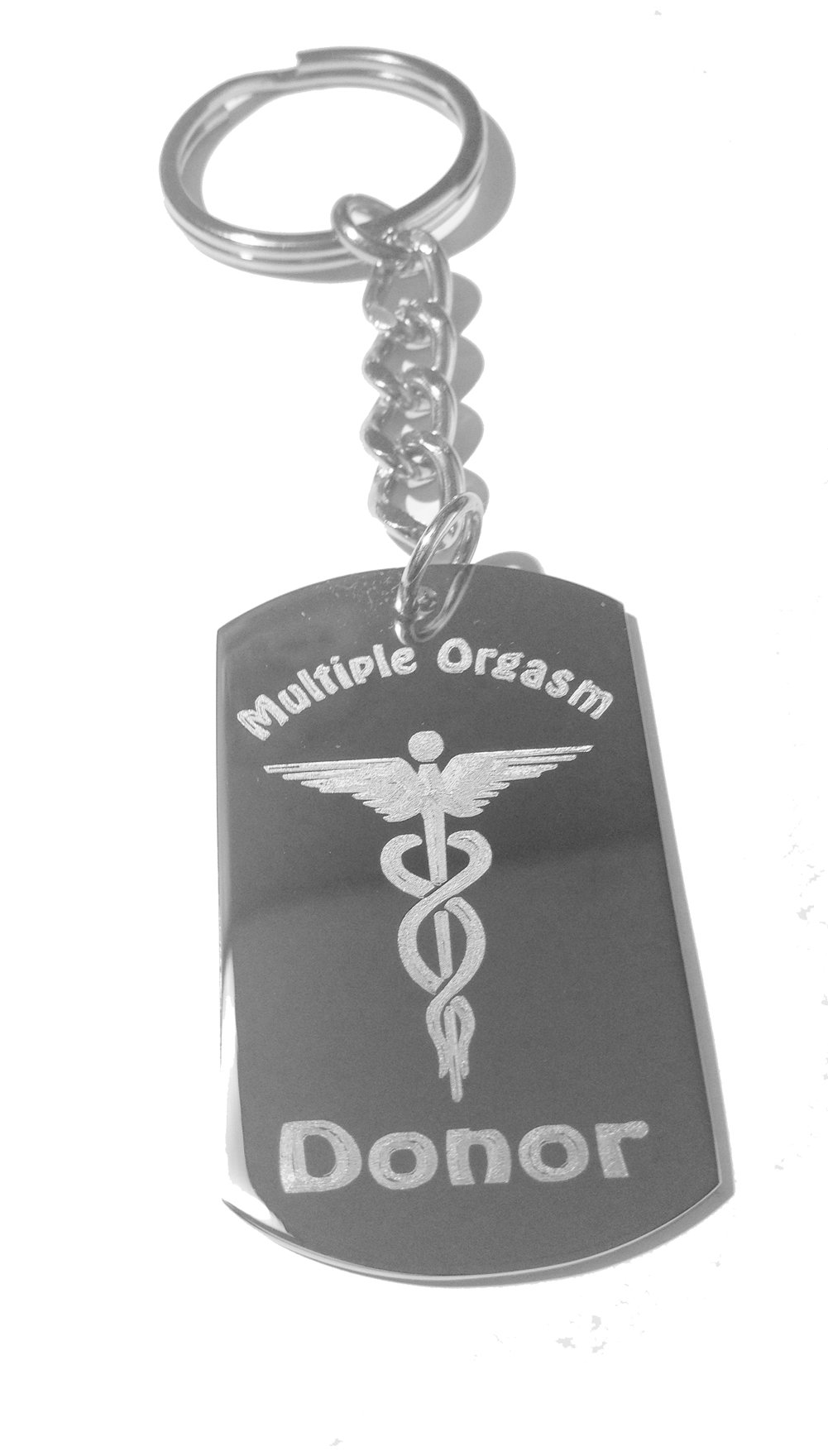 Multiple Orgasm Donor Funny Medical Symbol Logo - Metal Ring Key Chain
