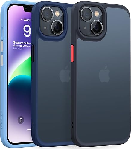 TORRAS Funda diseñada a prueba de golpes para iPhone 14 Plus probada en caídas de grado militar a prueba de golpes, funda protectora negra delgada