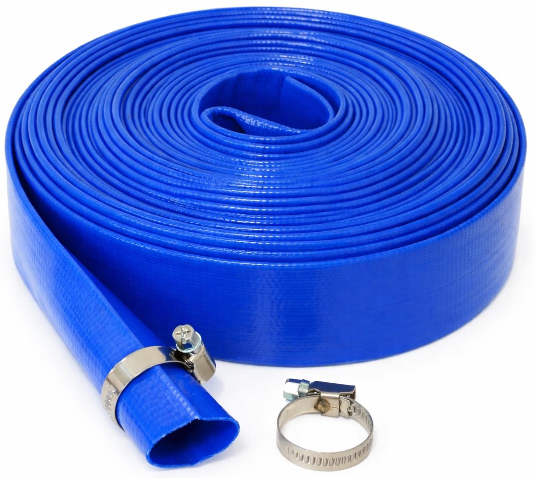 Equip247uk Blue Layflat Water Discharge Hose Pipe Pump Irrigation - 32Mm (1.25") (15M, )