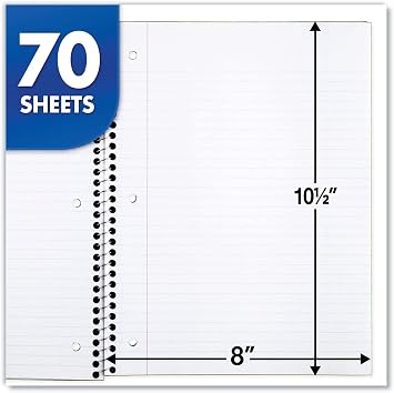 Mead Spiral Notebooks, 24 Pack, 1 Subject, College Ruled Paper, 7-1/2 x 10-1/2, 70 Sheets per Notebook, Colors Will Vary (830062-ECM25)