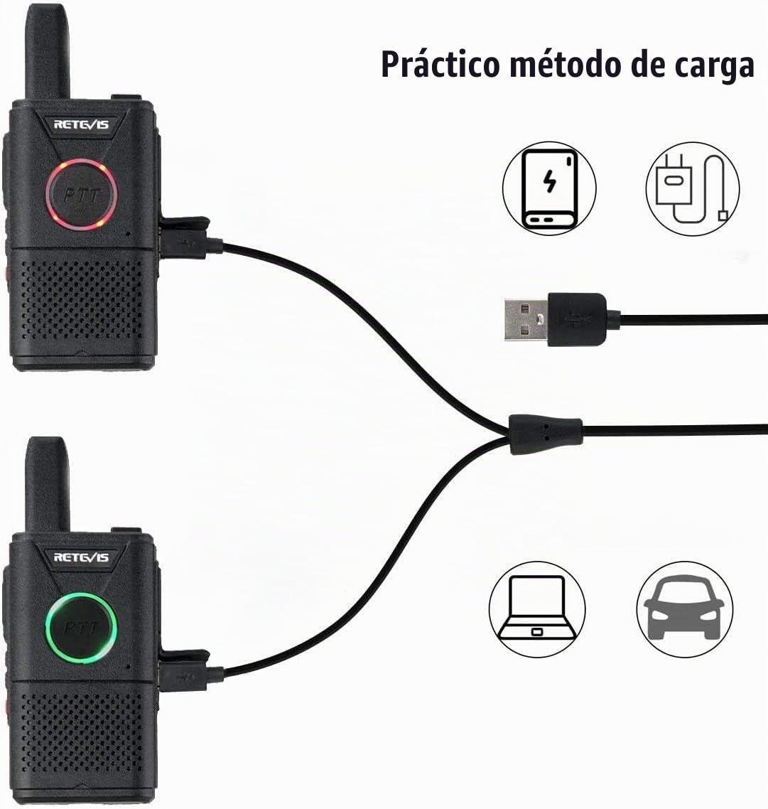 Retevis RT618 Walkie Talkie con Auriculares, Mini Radio PMR446 4 Piezas | Radio PTT Doble, 16 Canales, VOX, Emergencia, Walky Talky para Atención Domiciliaria, Residencia de Ancianos