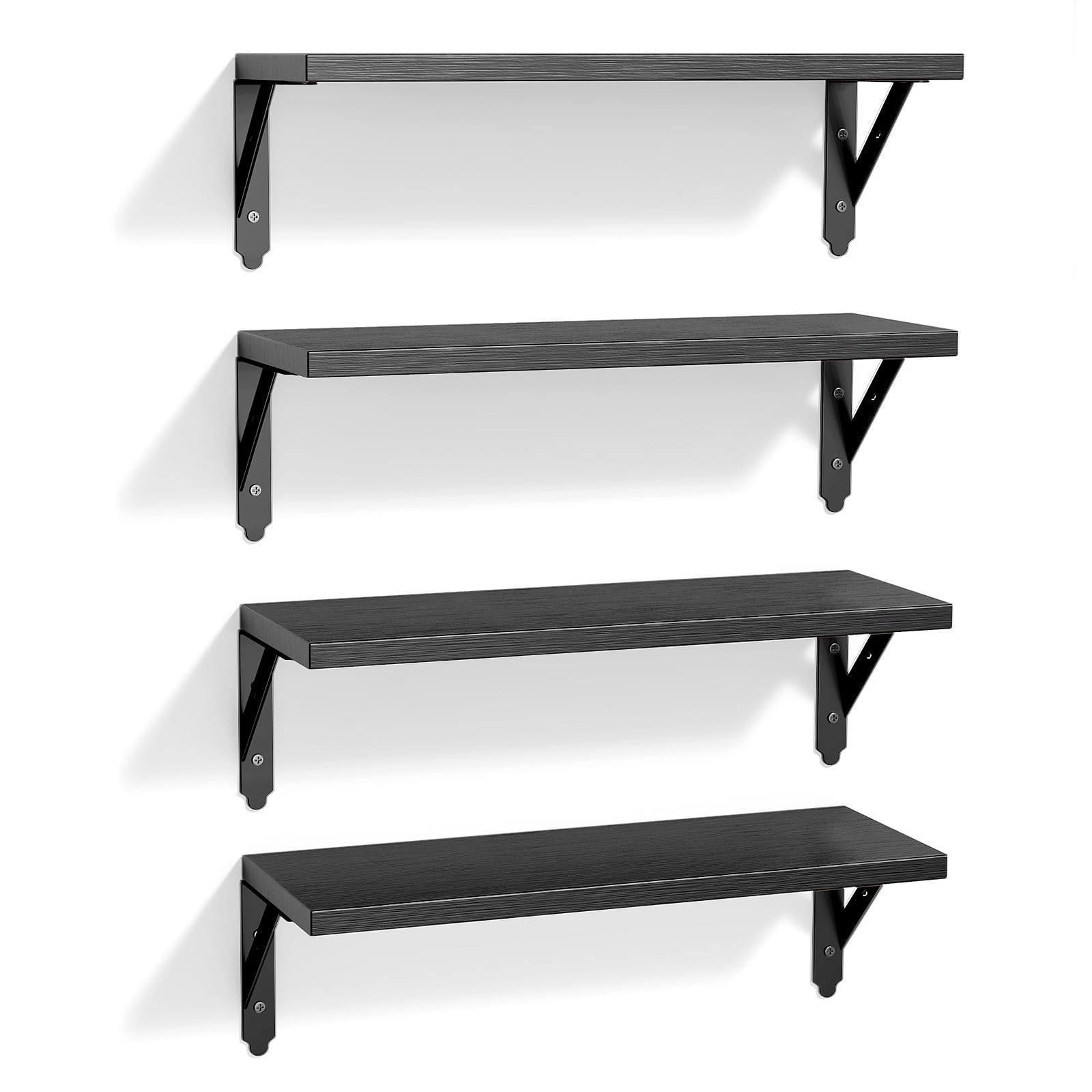 Black Floating Shelves - Set of 4 -1