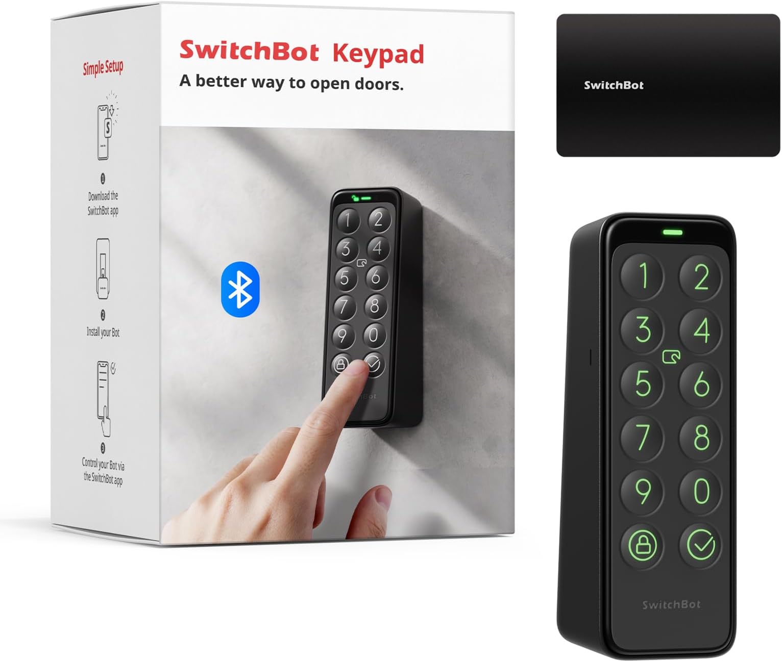 Smart Keypad for SwitchBot Lock, Keyless Home Entry, IP65 Waterproof, Supports Virtual Passwords for Home Security, 2 Years Battery Life