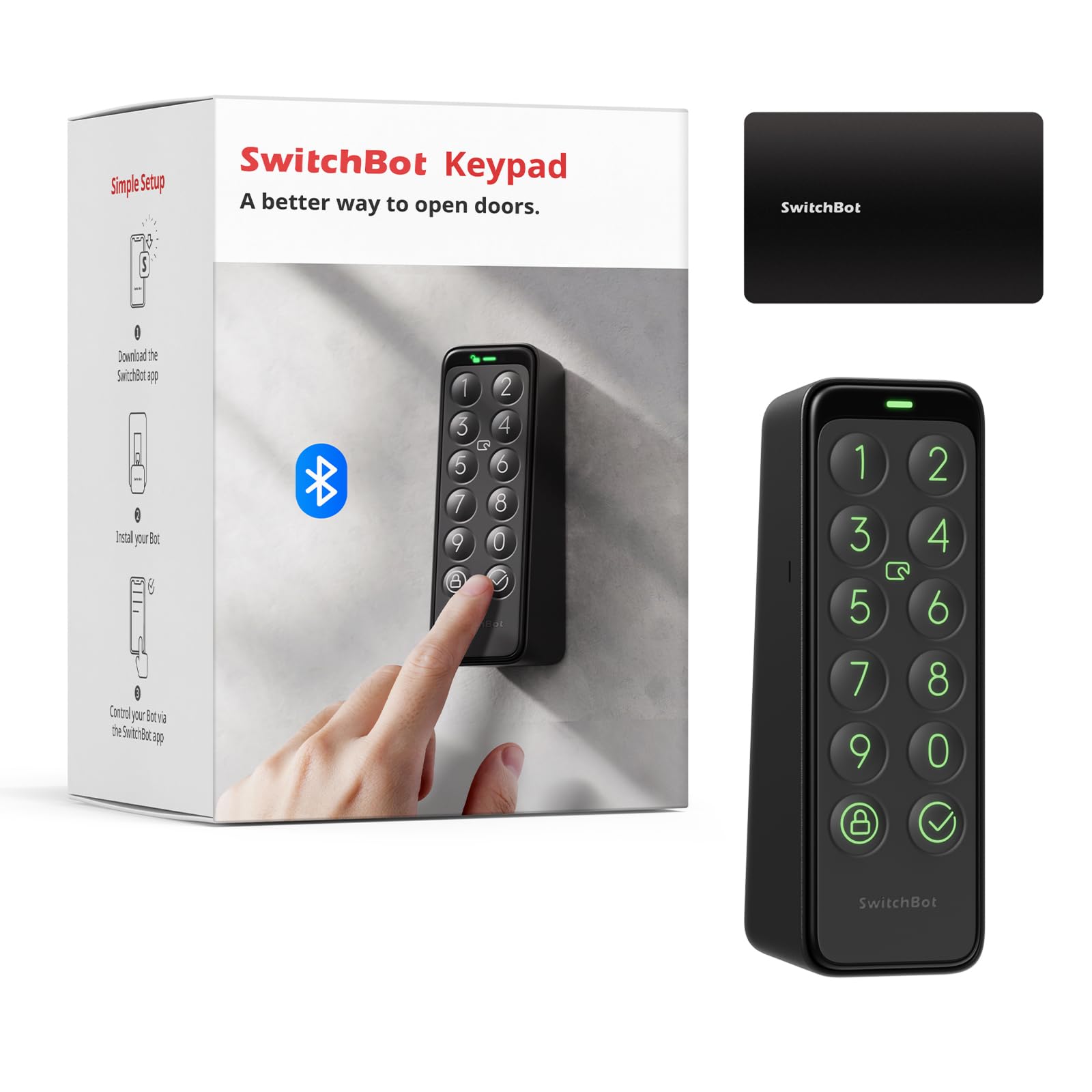 SwitchBotSmart Keypad for SwitchBot Lock, Keyless Home Entry, IP65 Waterproof, Supports Virtual Passwords for Home Security, 2 Years Battery Life